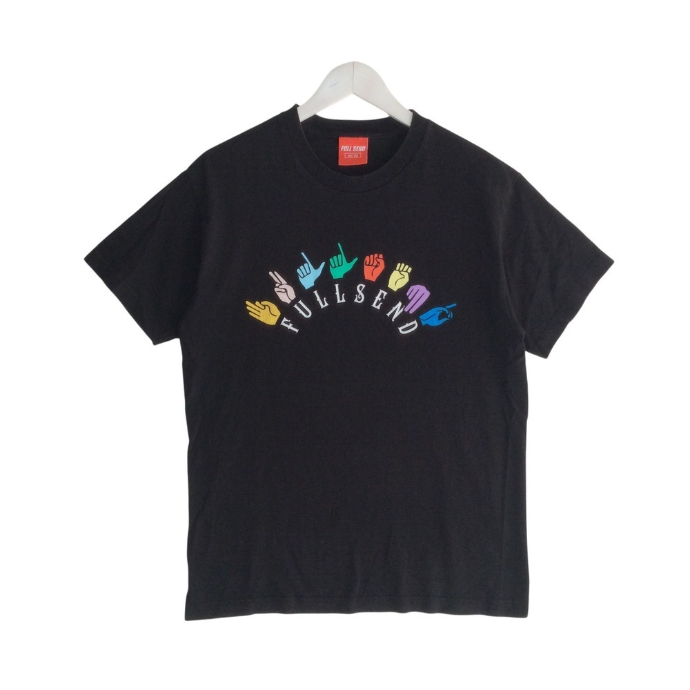 Full Send Nelk Boys Mens Black Graphic T-Shirt Hand Signs Size Medium